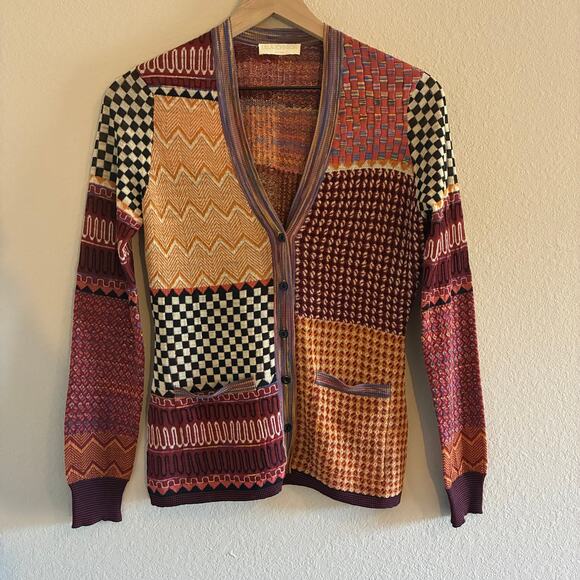 Ulla Johnson Medina Masque Patchwork Cardigan Sweater ASO Only Murders, Size XS - Picture 2 of 8